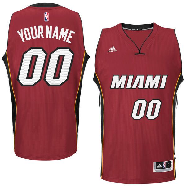 Men Miami Heat Adidas Red Custom Swingman Alternate NBA Jersey->->Custom Jersey